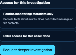 Fictional local KAIDAN candidate: the same access card stacks routine monitoring and case-specific extra access on a narrow mobile screen.